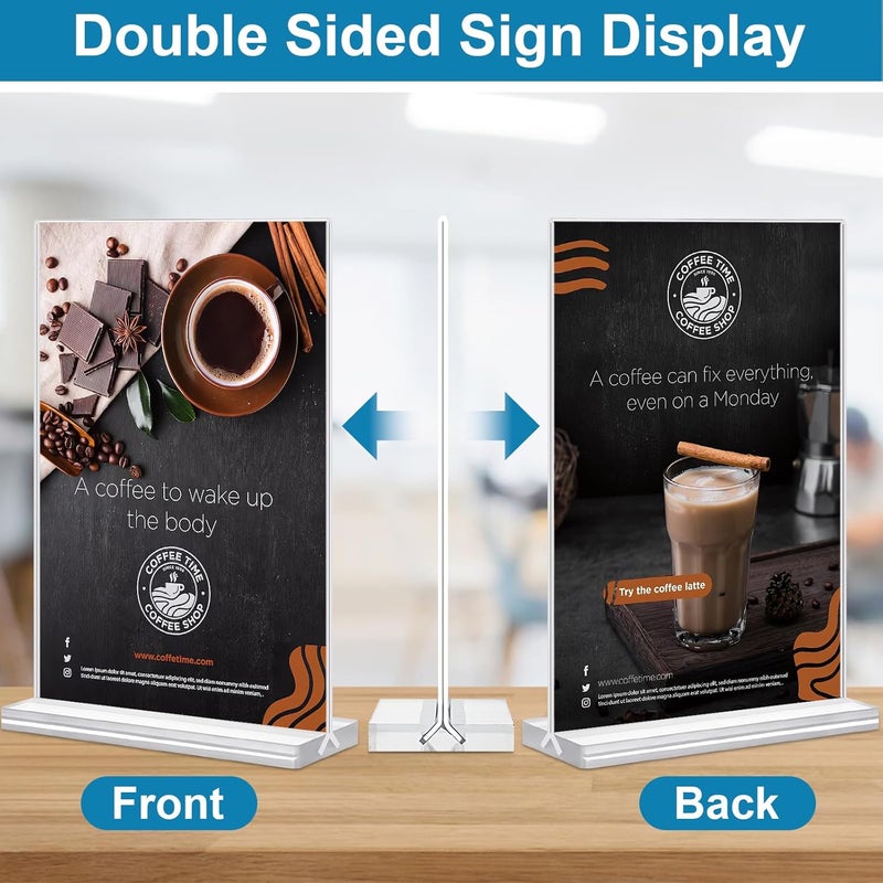 dulvus Acrylic Sign Holder 5x7 T Shape Plastic Signs Stand Flyer Holder Display Signs Holders Stand Bulk 4 Packs - Image 3